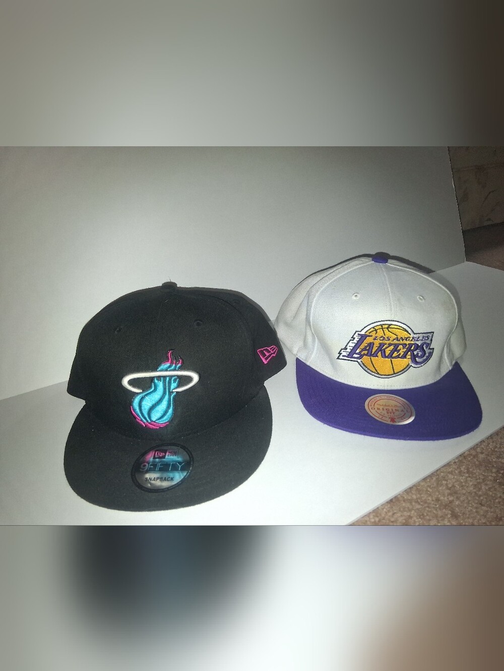 NBA Team Snapback Hat Bundle - Miami Heat & Los Angeles Lakers